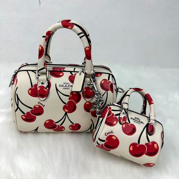 Coach CZ082 Mini Rowan Bag Charm With Cherry Print NWT - Picture 3 of 8